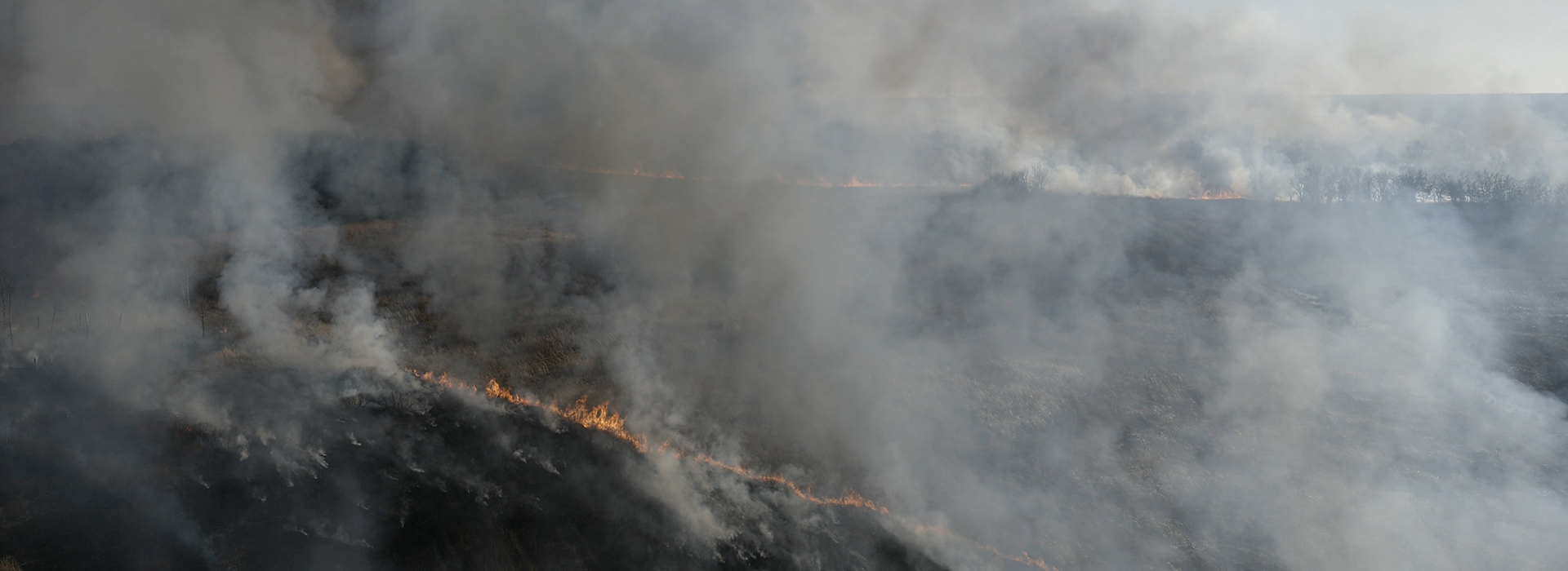 Drone Arrival at prescribed burn at Illinois state park