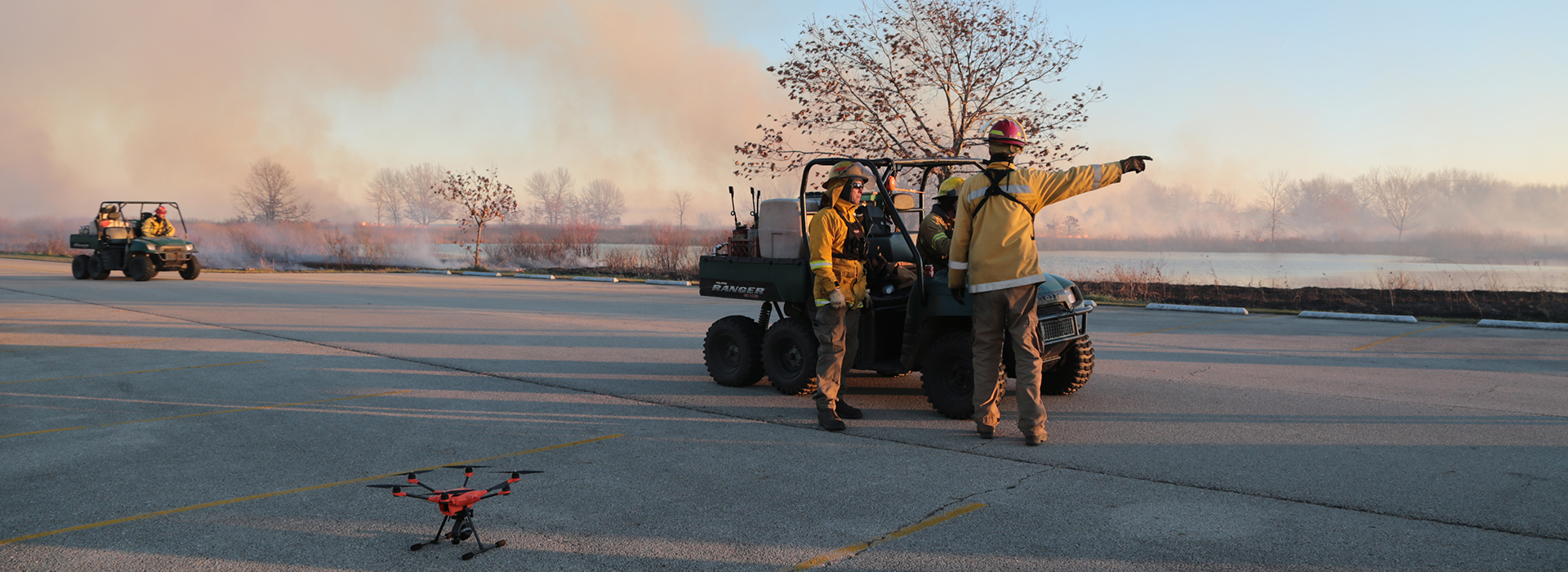 Yuneec H520 drone capturing prescribed fire at Illinois state park